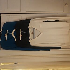 Bundle Of 3 XL Route 66 V-neck Basic Sweaters, Teal, Gray, White